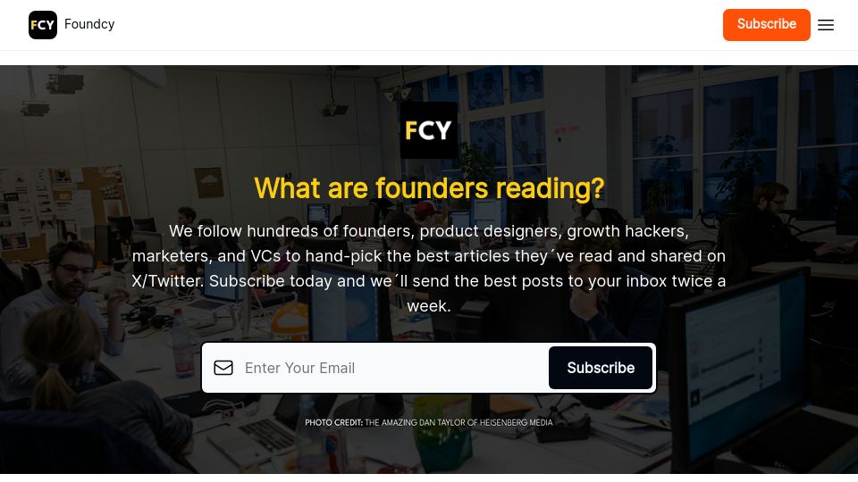 Screenshot of foundcy.beehiiv.com: What Are Founders Reading?
