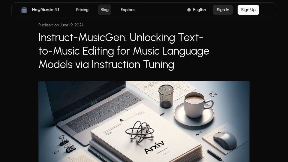 Screenshot of heymusic.ai: Text-to-Music Editing for Music Language Models via Instruction Tuning