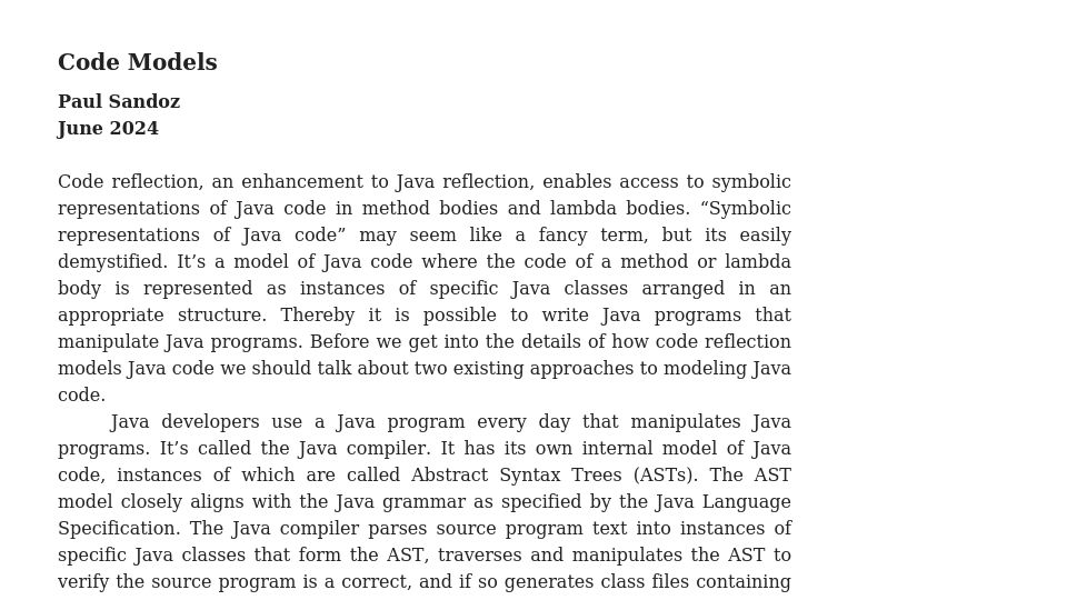 Screenshot of openjdk.org: Code Models