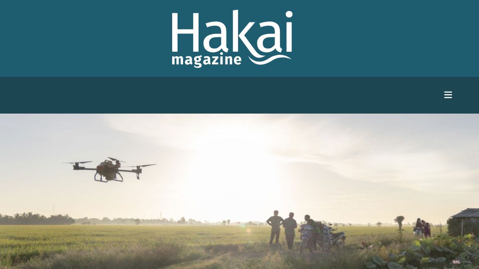 Screenshot of hakaimagazine.com: Agricultural drones are transforming rice farming in the Mekong River delta