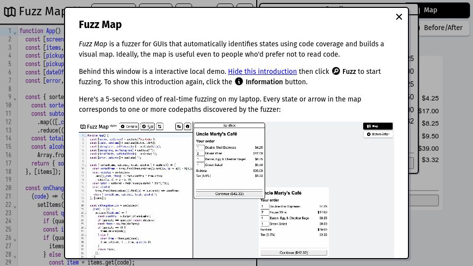 Screenshot of fuzzmap.io: Fuzz Map