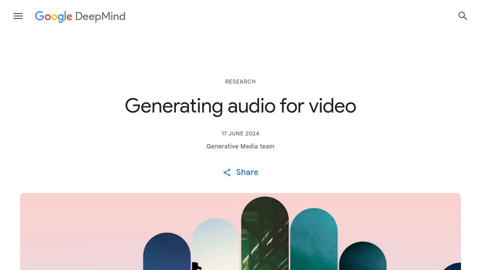 Screenshot of deepmind.google: Generating audio for video