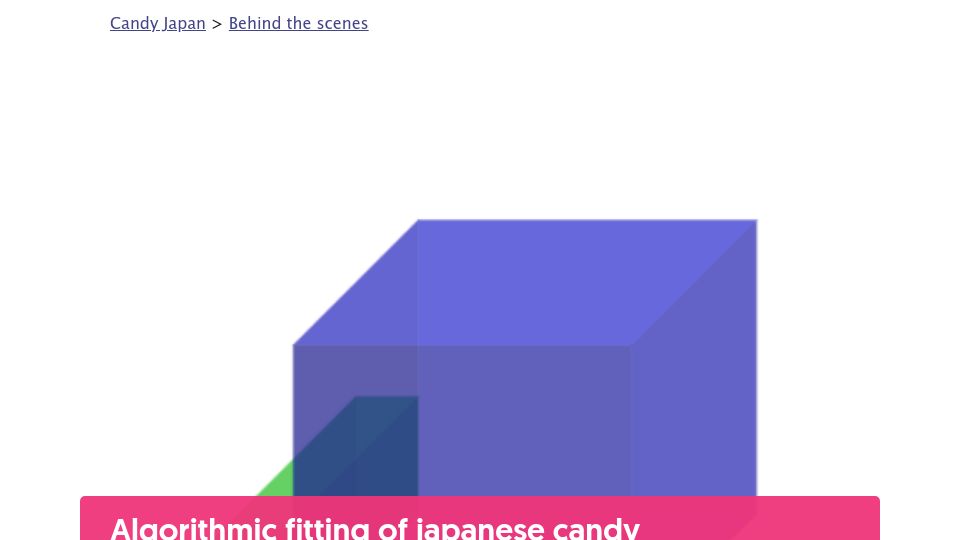 Screenshot of candyjapan.com: Algorithmic fitting of Japanese candy