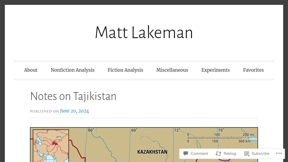 Screenshot of mattlakeman.org: Notes on Tajikistan
