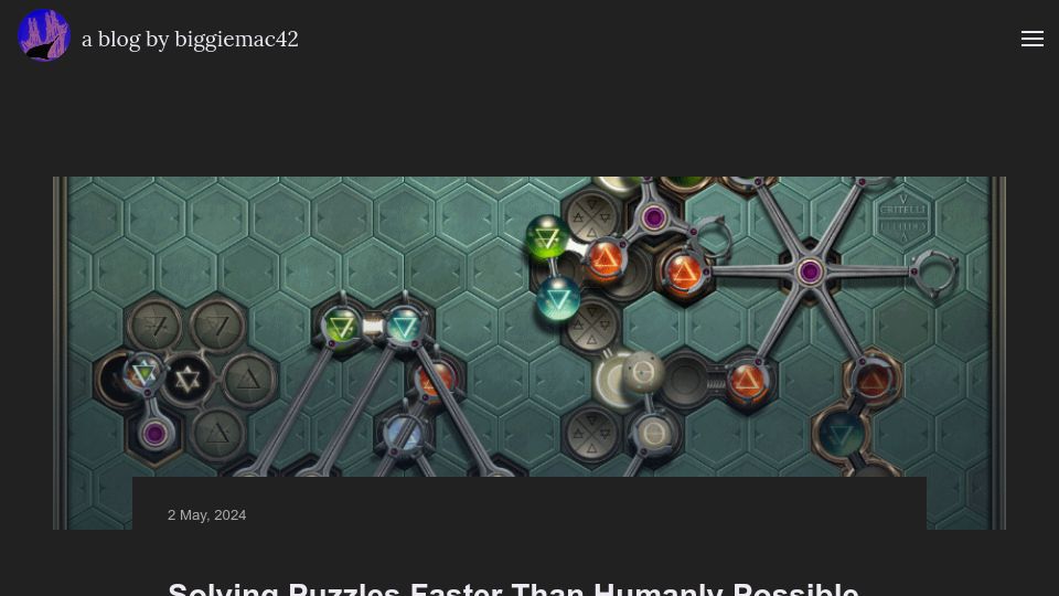 Screenshot of biggieblog.com: Solving puzzles faster than humanly possible