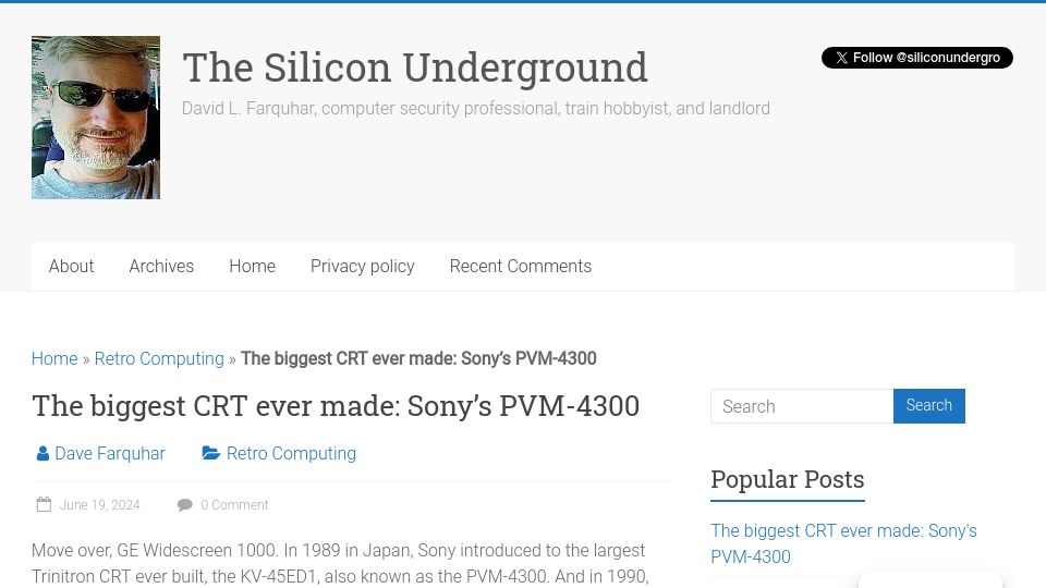 Screenshot of dfarq.homeip.net: The biggest CRT ever made: Sony's PVM-4300