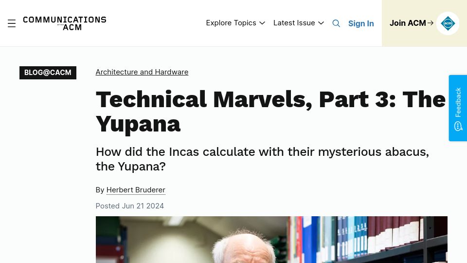 Screenshot of mathematicsmagazine.com: Yupana: The Fibonacci number grid-based calculator of the Incas (2019)