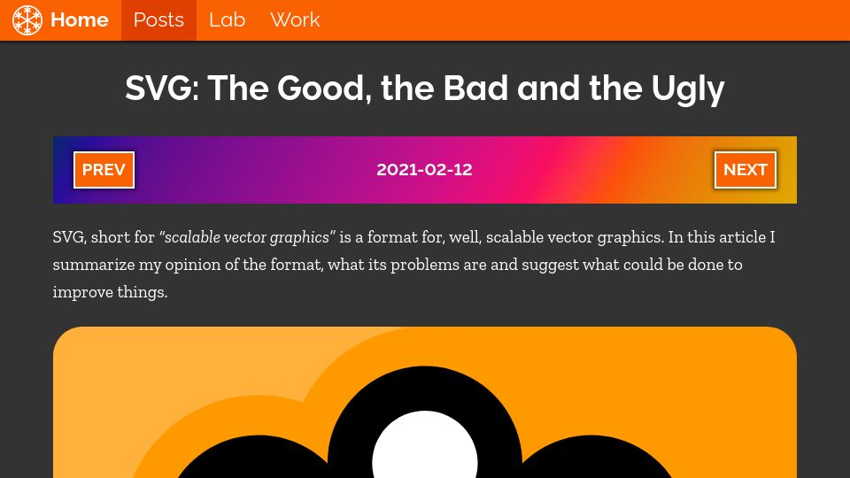 Screenshot of eisfunke.com: SVG: The Good, the Bad, and the Ugly (2021)