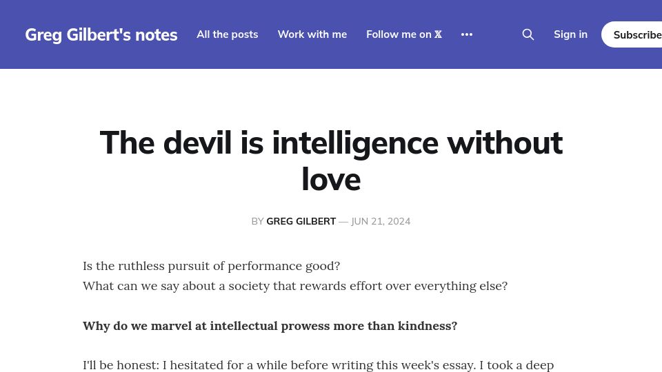 Screenshot of ggnotes.com: The devil is intelligence without love