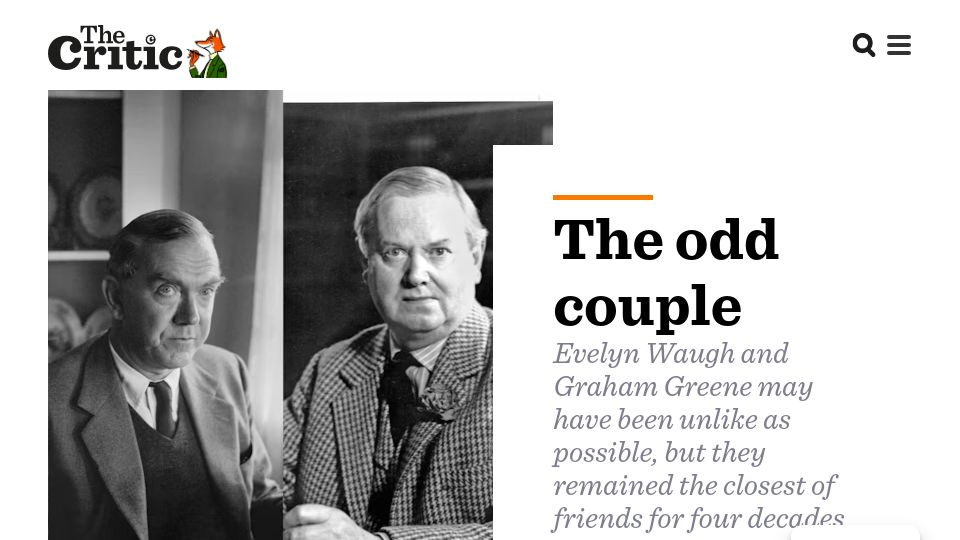 Screenshot of thecritic.co.uk: The Odd Couple: Evelyn Waugh and Graham Greene