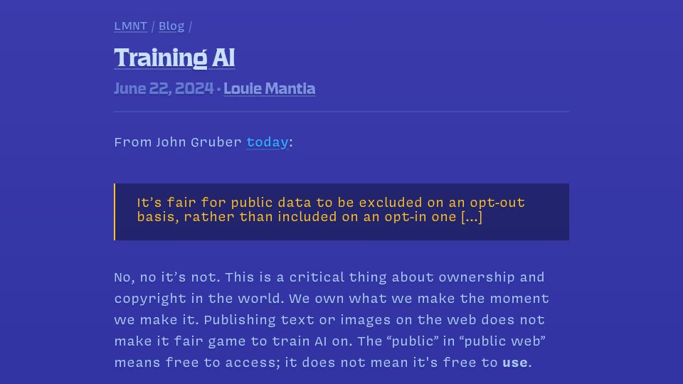 Screenshot of lmnt.me: Training AI