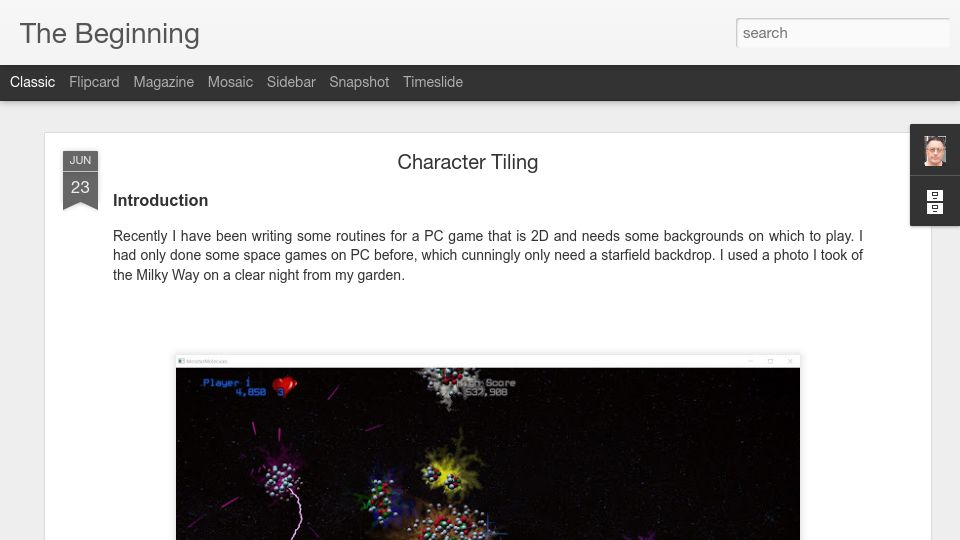 Screenshot of uridiumauthor.blogspot.com: Character Tiling