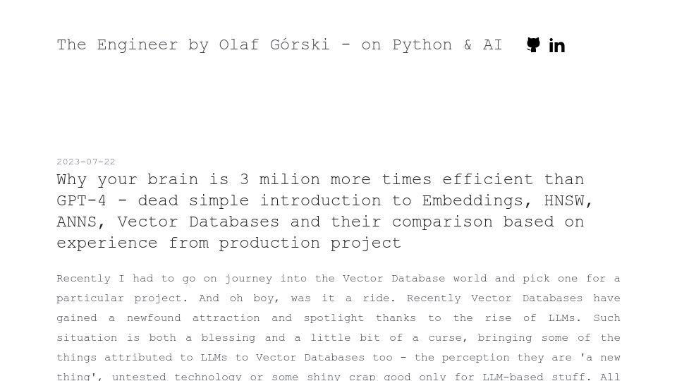 Screenshot of grski.pl: Why your brain is 3 milion more times efficient than GPT-4