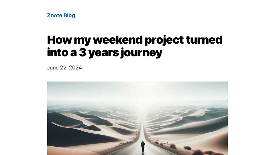Screenshot of blog.znote.io: My weekend project turned into a 3 year journey