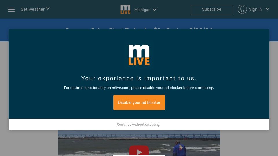 Screenshot of mlive.com: Robots on Lake Michigan beaches to prevent drownings
