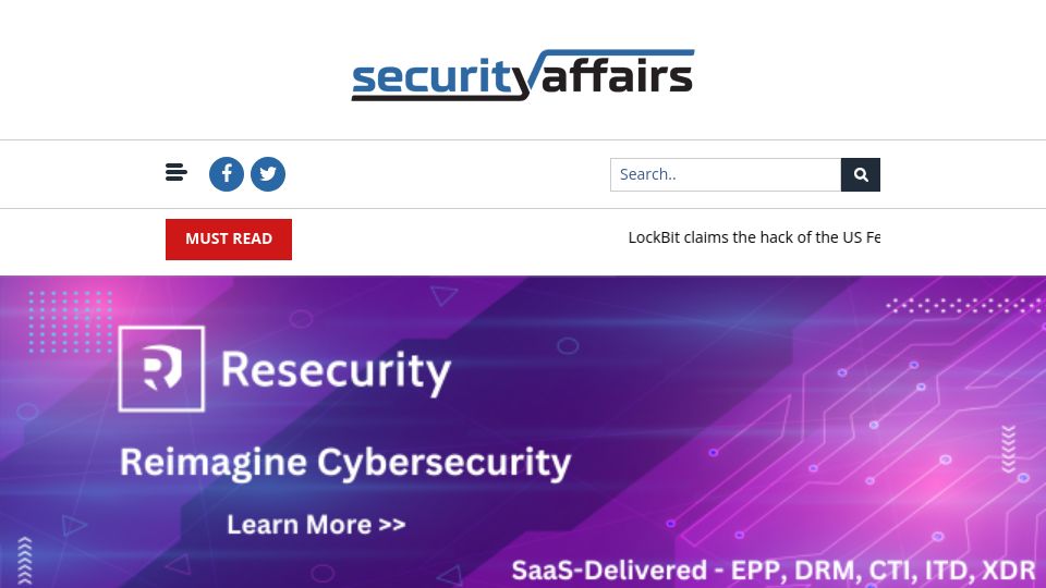 Screenshot of securityaffairs.com: LockBit claims to exfiltrate 33TB of data from US Federal Reserve