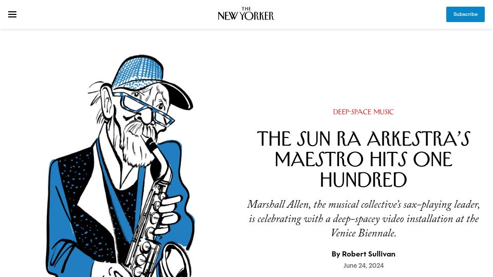 Screenshot of newyorker.com: The Sun Ra Arkestra's Maestro Hits One Hundred