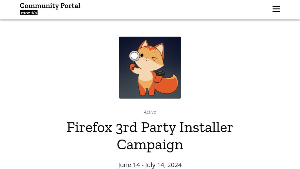 Screenshot of community.mozilla.org: Firefox 3rd Party Installer Campaign – Mozilla Community Portal