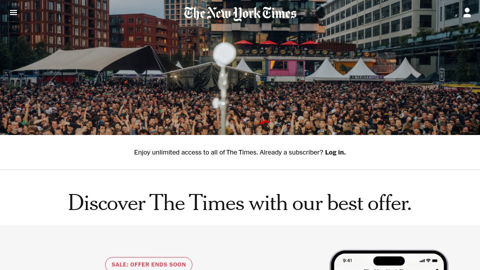 Screenshot of nytimes.com: NOFX to retire after final tour without ever having had a job
