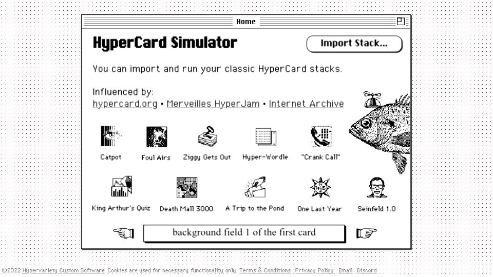 Screenshot of hcsimulator.com: HyperCard Simulator