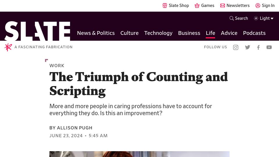 Screenshot of slate.com: The Triumph of Counting and Scripting