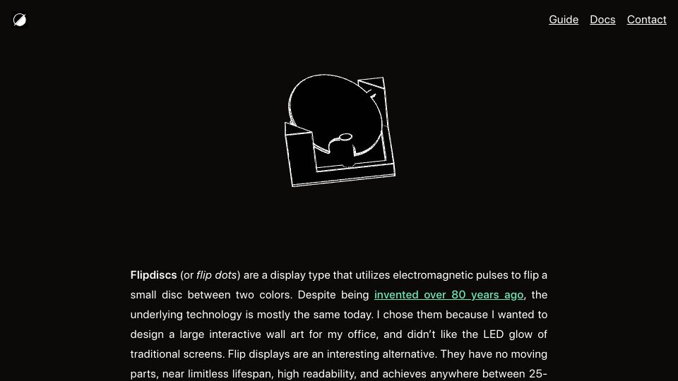 Screenshot of flipdisc.io: Show HN: I built a JavaScript-powered flipdisc display
