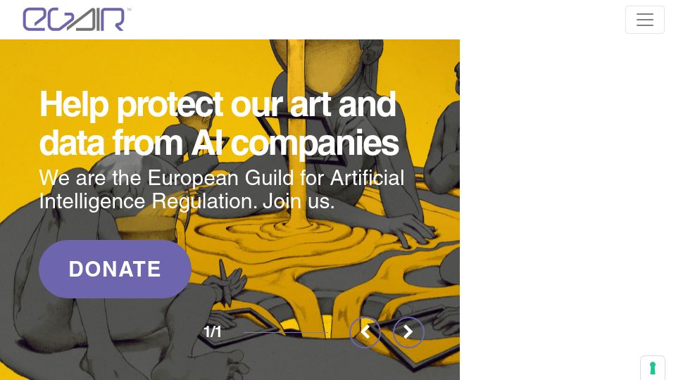 Screenshot of egair.eu: EGAIR – European Guild for Artificial Intelligence Regulation