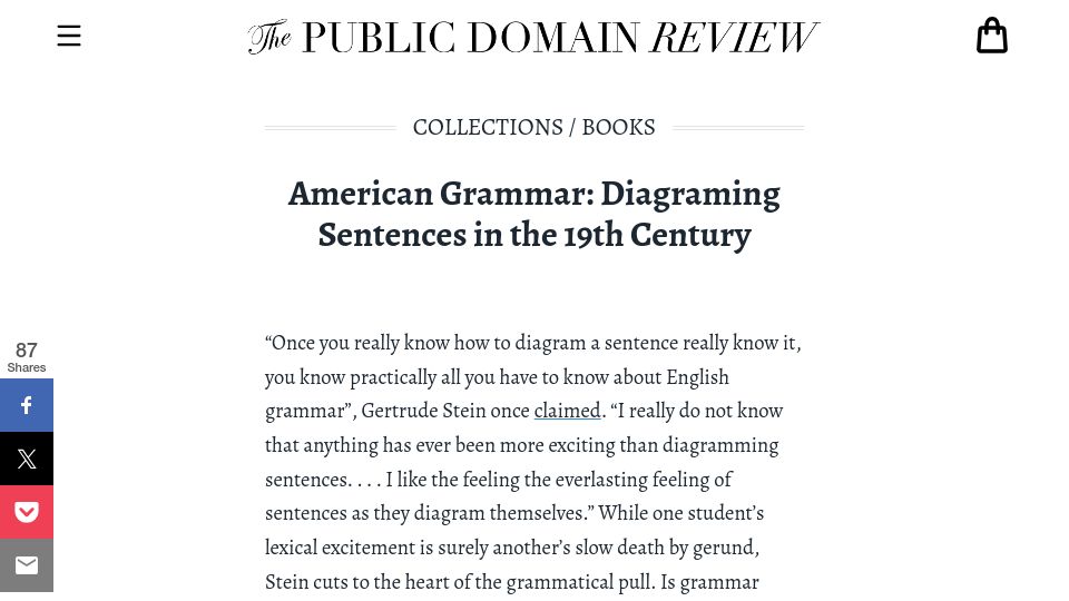 Screenshot of publicdomainreview.org: Diagraming sentences in the 19th century