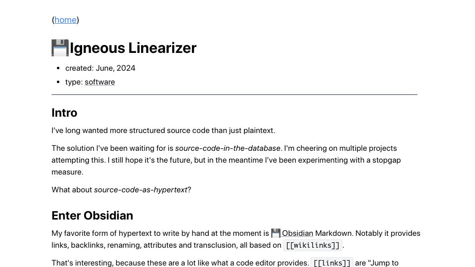 Screenshot of domain-j.com: Igneous Linearizer: semi-structured source code