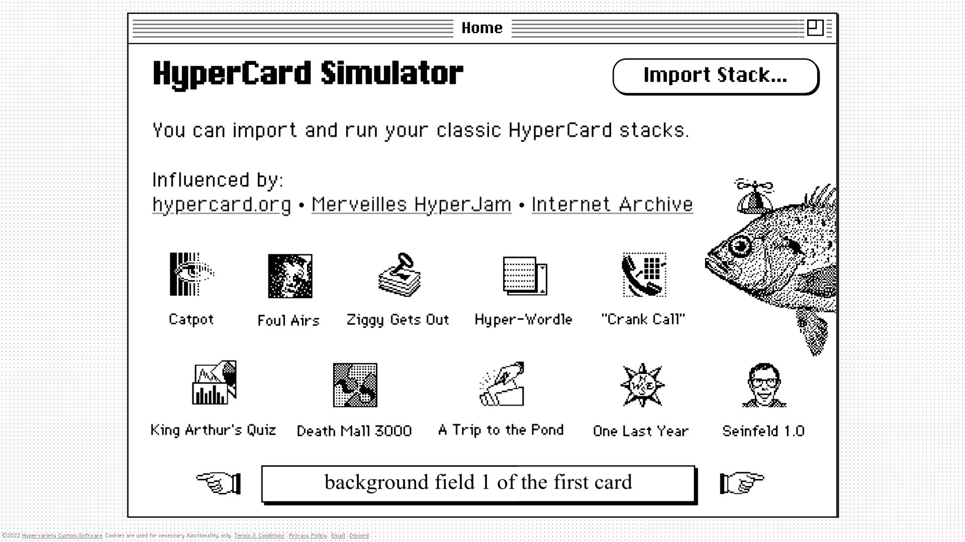 Screenshot of hcsimulator.com: HyperCard Simulator
