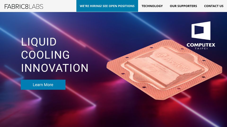 Screenshot of fabric8labs.com: Next gen 3D metal printing