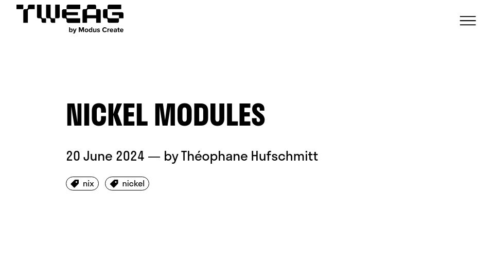 Screenshot of tweag.io: Nickel Modules