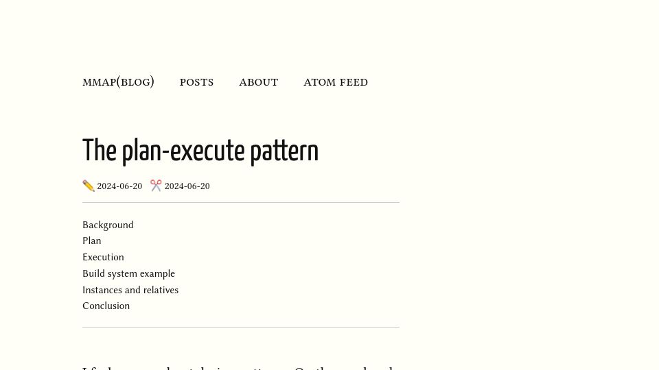 Screenshot of mmapped.blog: The plan-execute pattern