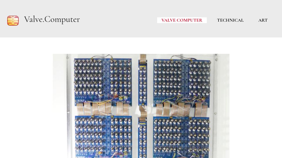 Screenshot of valve.computer: A modern 8 bit design, built using 1950s thermionic valves