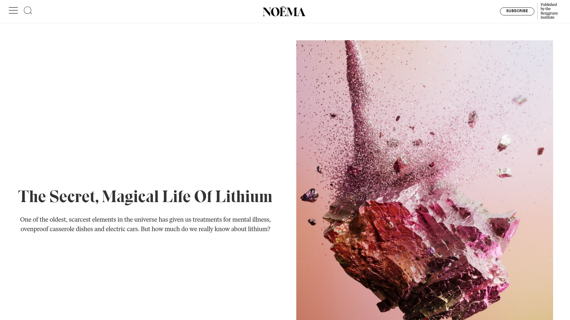 Screenshot of noemamag.com: The Life Of Lithium