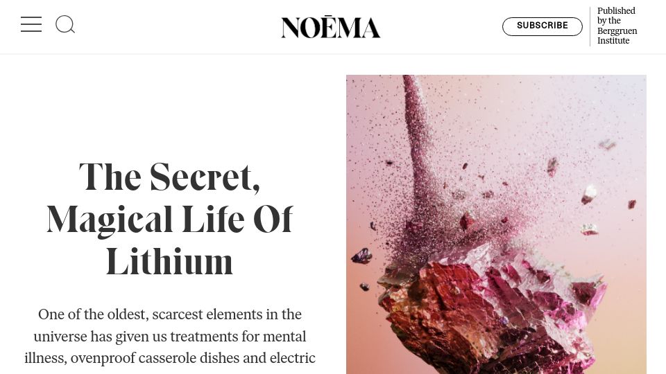 Screenshot of noemamag.com: The Life Of Lithium
