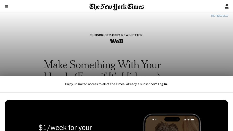 Screenshot of nytimes.com: Make Something With Your Hands (Even if It’s Hideous)