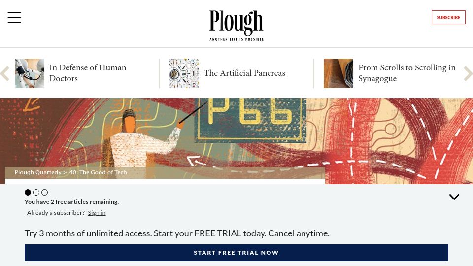 Screenshot of plough.com: It's getting harder to die