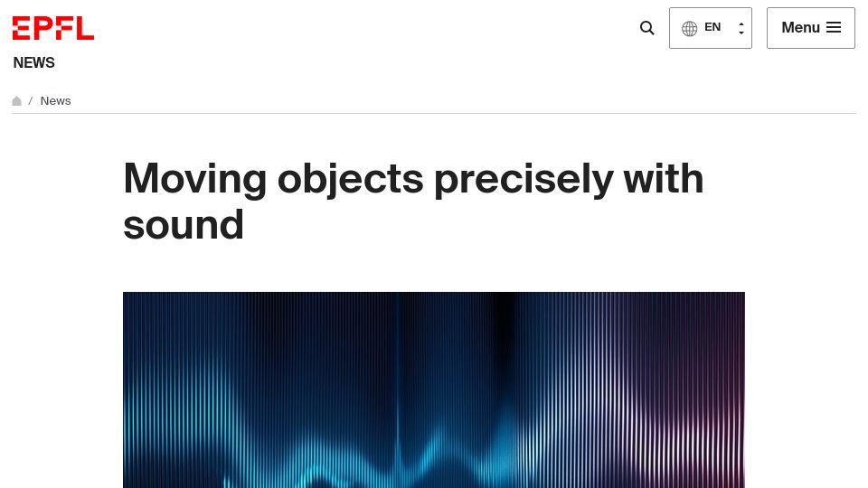 Screenshot of actu.epfl.ch: Moving objects precisely with sound