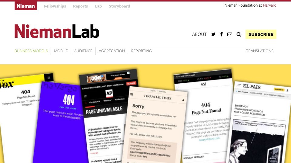 Screenshot of niemanlab.org: ChatGPT is hallucinating fake links to its news partners' biggest investigations