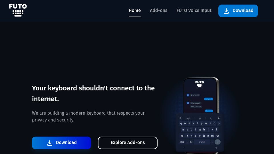 Screenshot of keyboard.futo.org: FUTO Keyboard