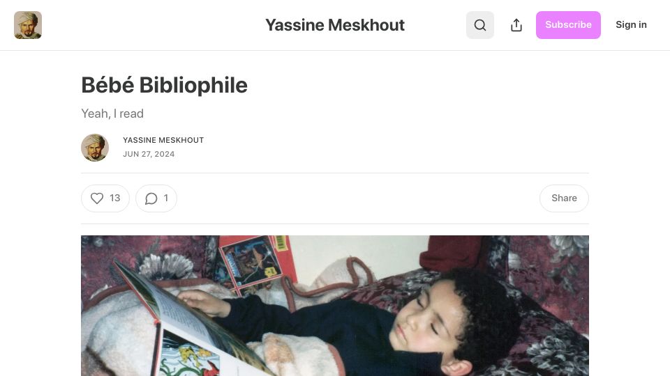 Screenshot of ymeskhout.com: Bébé Bibliophile
