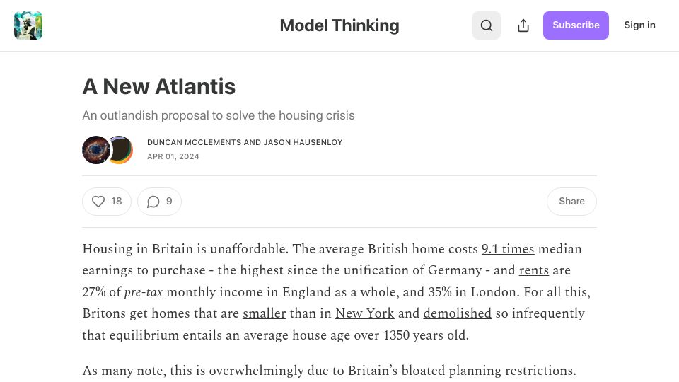 Screenshot of model-thinking.com: A New Atlantis