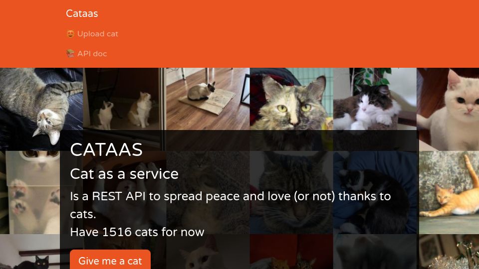 Screenshot of cataas.com: Cat as a Service
