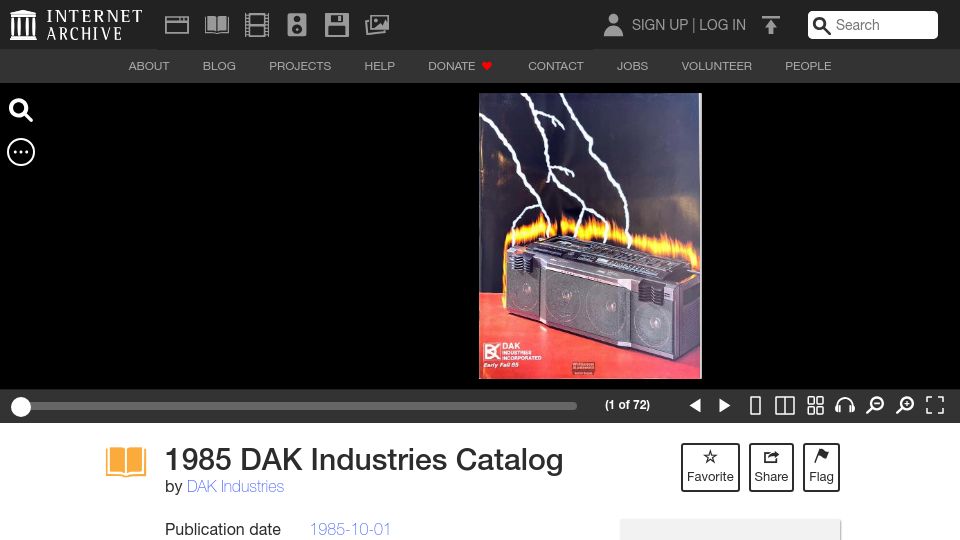 Screenshot of archive.org: DAK Industries Catalog, Early Fall 1985