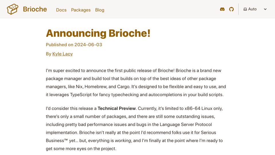 Screenshot of brioche.dev: Show HN: Brioche – A new Nix-like package manager