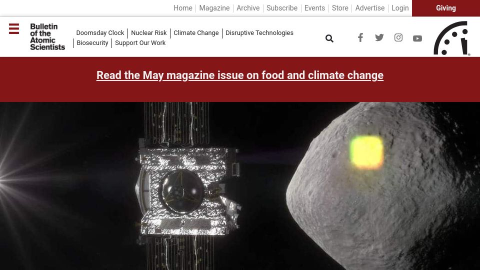 Screenshot of thebulletin.org: Cis-lunar space and the security dilemma