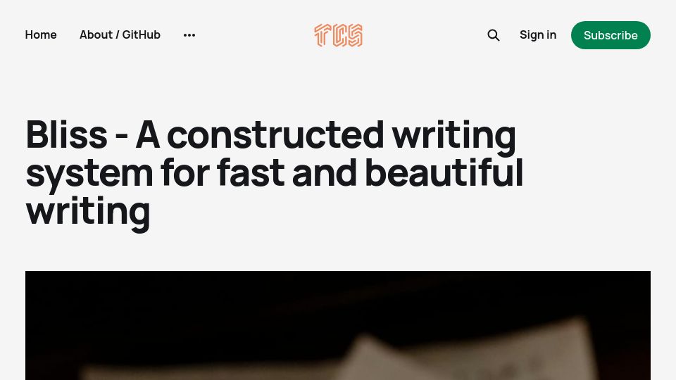 Screenshot of space.tcsenpai.com: Show HN: Bliss – A constructed writing system for fast and beautiful writing