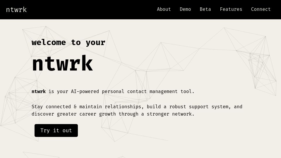 Screenshot of ntwrk.site: Show HN: Tool to Maintain Your Network