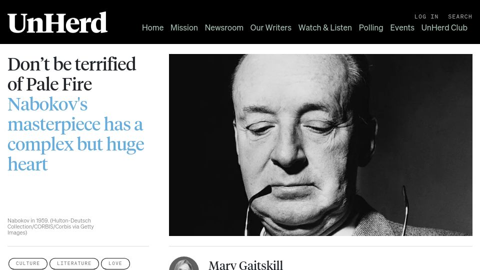 Screenshot of unherd.com: Don't be terrified of Pale Fire